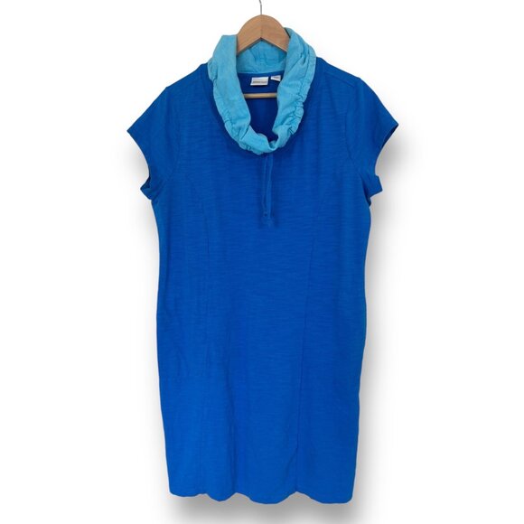 Chico's Size 2 = Large/12 ZENERGY BLUE COLORBLOCK‎ SHIFT DRESS W/POCKETS Summer - Picture 10 of 10